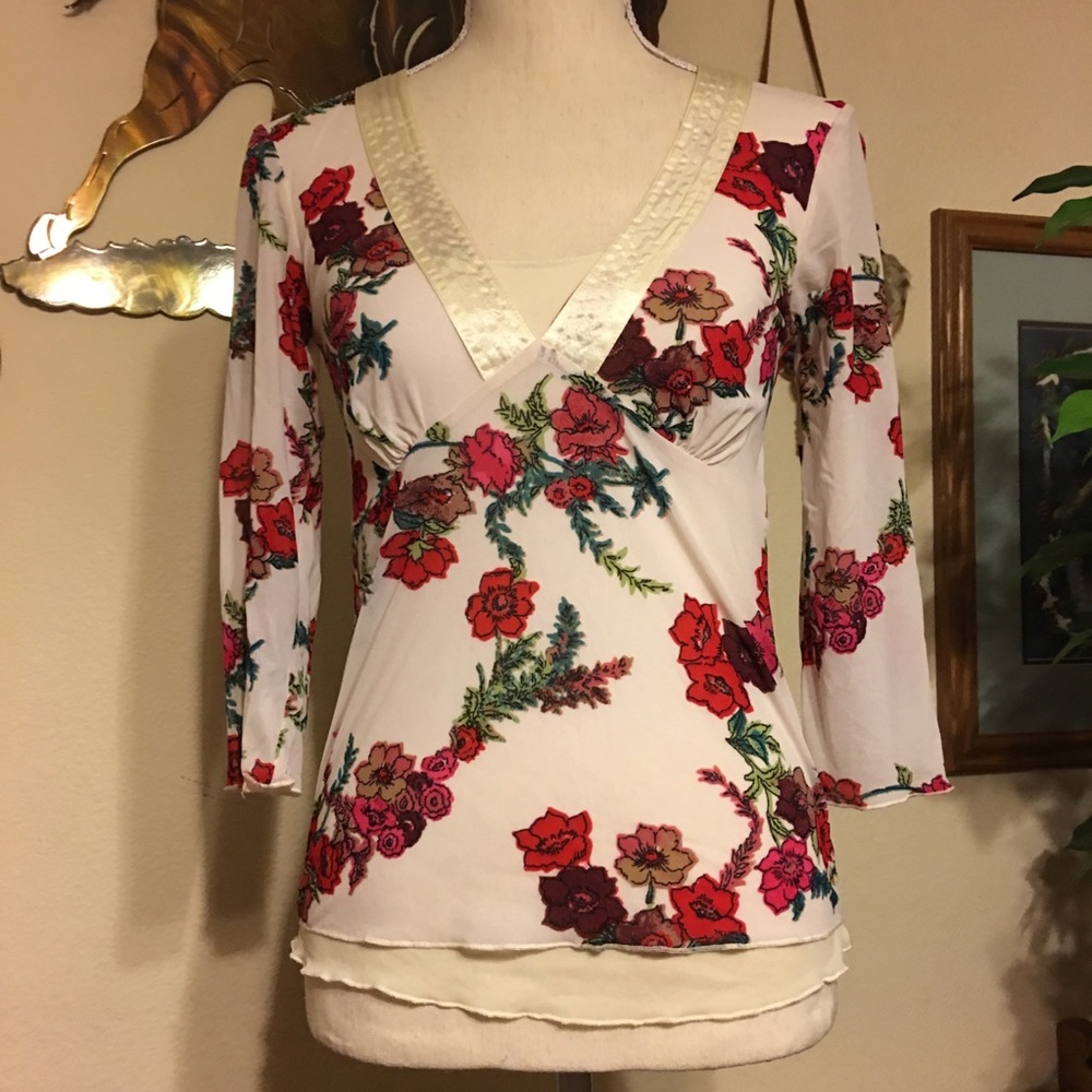 Old Navy double layer floral stretch top XS
